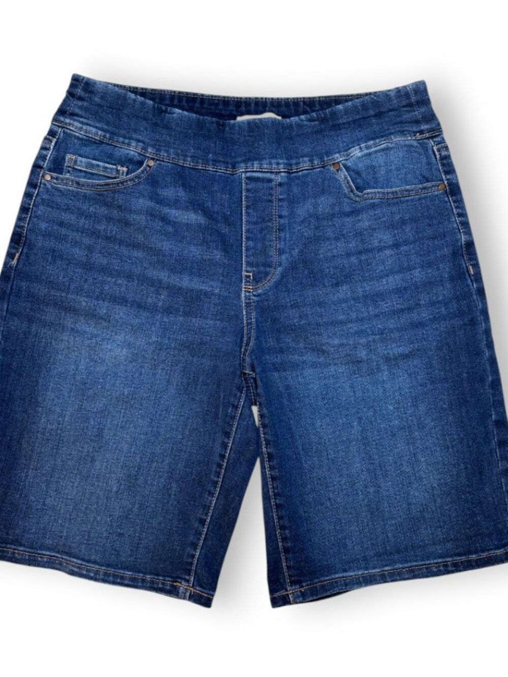 Croft & Barrow Bermuda Shorts Dark Wash Denim Jean Pull On Elastic Waist 8 Mediu